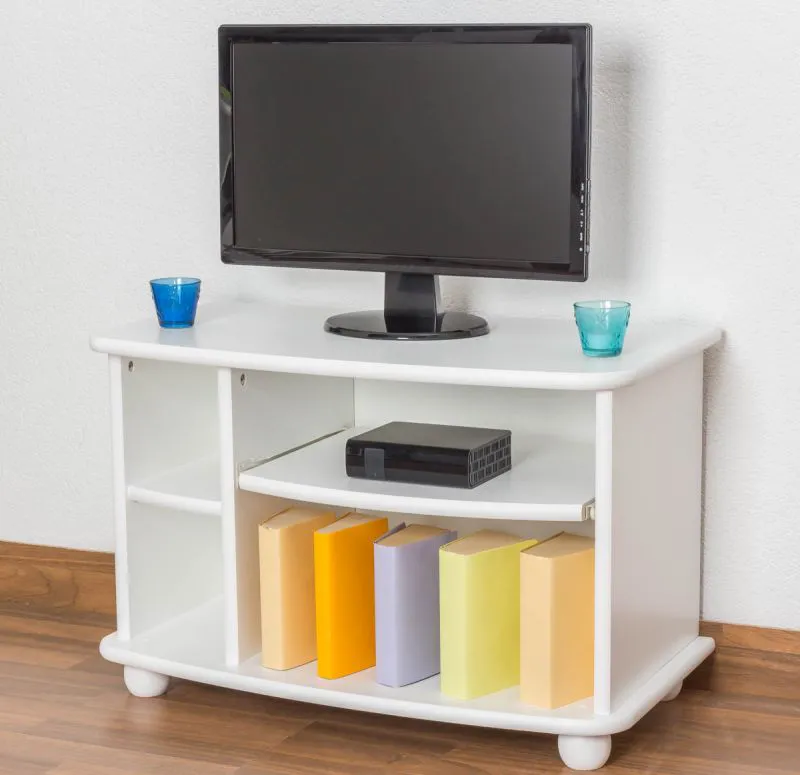 TV Cabinet Solid Pine | White Lacquered | Junco 204 | 50 x 77 x 40 cm | Modern Storage