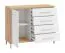 Chest of Drawers with Four Drawers | White High Gloss & Oak Artisan | 1 Door, 2 Compartments | 87 x 108 x 40 cm | ABS Edge