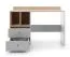 Modern desk with 2 drawers and 2 open compartments, 83 x 120 x 55 cm, oak / gray, teen bedroom desk, black handles, ABS edges