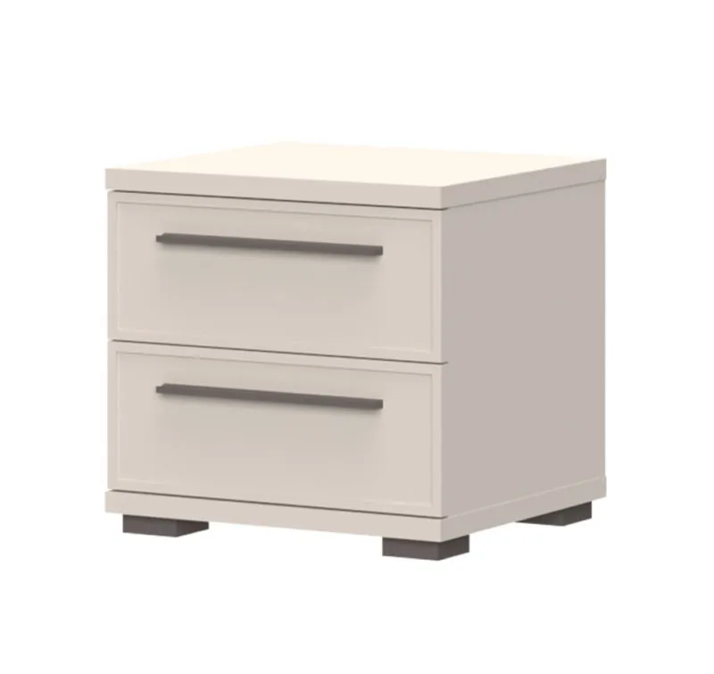 Bedside Chest Neiafu 98 | Cashmere Color | 2 Drawers | Soft-Close | Adjustable Feet | 43 x 45 x 40 cm