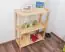 Low 3-Tier Shelving Unit Junco 57B, solid pine, clearly varnished - H86 x W70 x D30 cm