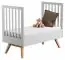 Baby bed / Kid bed Skady 02, Colour: White / Oak - Lying area: 70 x 140 cm (W x L)