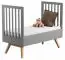 Baby bed / Kid bed Skady 06, Colour: Grey / Oak - Lying area: 70 x 140 cm (W x L)