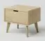 Bedside table of drawers solid pine wood natural Aurornis 48 - Measurements: 44 x 50 x 40 cm (H x W x D)