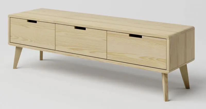 TV base cabinet solid pine wood natural Aurornis 55 - Measurements: 44 x 142 x 40 cm (H x W x D)