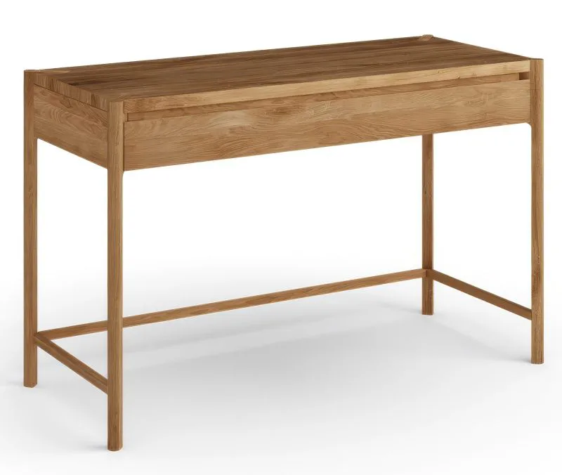 Dressing table | 1 drawer | soft close system | solid wood | oiled oak | color: oak | 123 x 48 x 82 cm | Seille 19 | milled handle