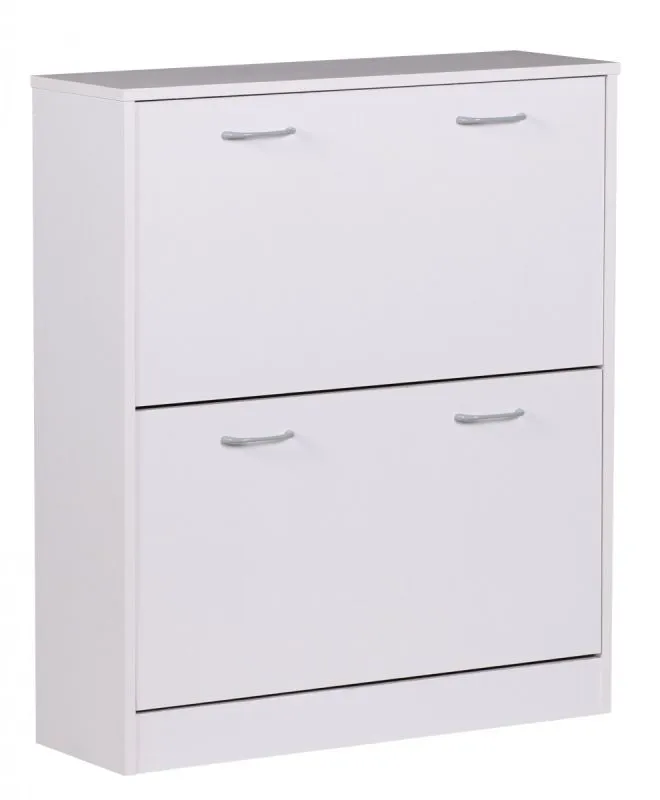 Shoe Tipper with 2 Compartments | White | 87 x 75 x 24 cm | Fits Approx. 20 Pairs | Space-Saving Shoe Cabinet