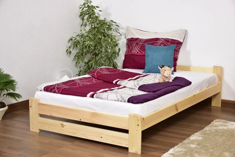 Double bed/guest bed pine solid wood natural A9, including slats - Dimensions 160 x 200 cm