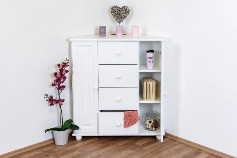 Chest of drawers pine solid wood White Junco 176 – Dimensions: 100 x 90 x 60 cm (H x W x D)