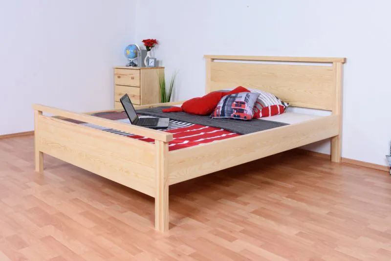 Double bed / guest bed solid pine solid wood natural 69, incl. slatted frame - 160 x 200 cm (W x L)