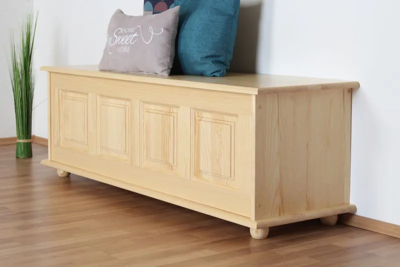 Solid Pine Blanket Box 179 | Natural Finish | 50 x 154 x 46 cm Storage Chest | Rustic Engraved Design