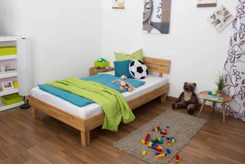 Futon Bed Solid Wood Wooden Nature 03 | Oiled Oak | 120 x 200 cm | Modern Design & Stability