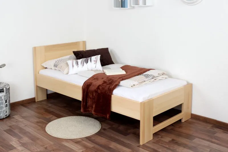 Single bed / guest bed solid beech wood natural 111, incl. slatted frame - dimensions 90 x 200 cm (W x L)