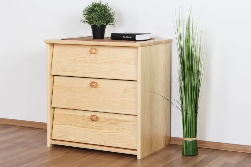 Solid Pine Shoe Cabinet Natural Junco 222 | 3 Tilting Drawers | 62 x 62 x 40 cm | Modern Design