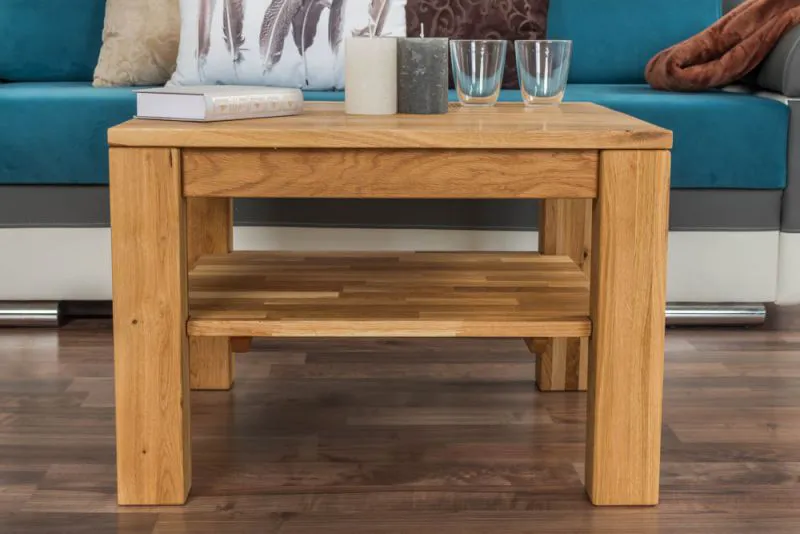 Wooden Nature 420 Solid Oak Coffee Table | 65 x 65 x 45 cm | Modern Design | Durable & Stable