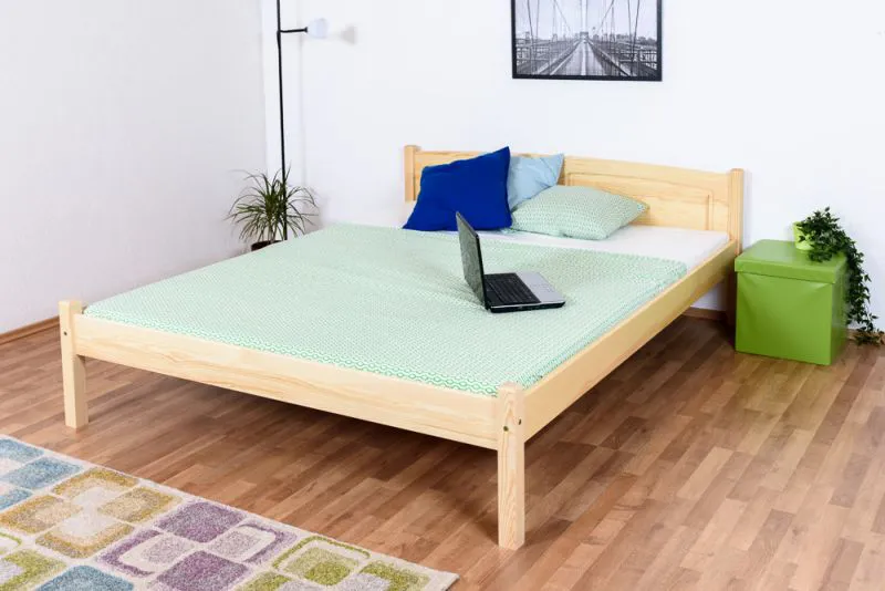Double bed / guest bed solid pine solid wood natural 85, incl. slatted frame - dimensions 160 x 200 cm
