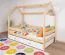 Children's House Bed | Solid Pine Wood | Natural Finish | White Drawer | Slatted Frame | 80 x 160 cm