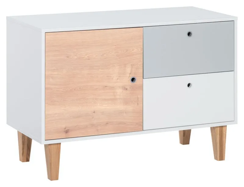 Children's Chest of Drawers Syrina 16 | White/Grey/Oak | 72 x 103 x 45 cm | Soft Close