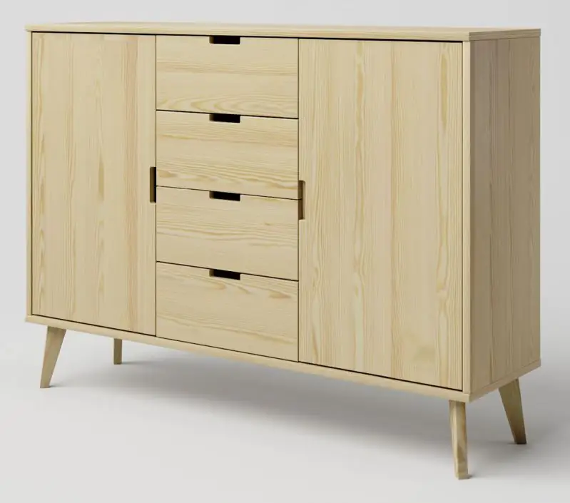 Chest of drawers solid pine wood natural Aurornis 46 - Measurements: 104 x 142 x 40 cm (H x W x D)