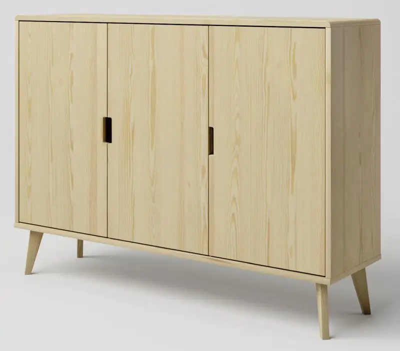 Chest of drawers solid pine wood natural Aurornis 43 - Measurements: 104 x 142 x 40 cm (H x W x D)