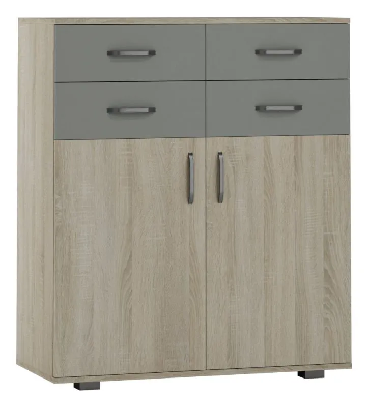 Chest of drawers Ciomas 05, Colour: Sonoma Oak / Grey - Measurements: 104 x 90 x 40 cm (H x W x D)