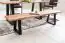 Dining bench with natural seat top, color: acacia / black - Dimensions: 45 x 160 x 40 cm (H x W x D), with sturdy metal feet