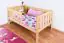 Toddler bed / Baby bed 96, solid pine wood, clear finish, incl. slatted bed frame - 90 x 160 cm
