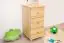 3 Drawer Storage Cabinet Junco 150, solid pine wood, clearly varnished - H78 x W40 x D42 cm