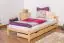 Single bed / Guest bed A14, solid pine wood, clearly varnished, incl. slatted bed frame - 90 x 200 cm