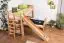 Bunk bed / Children's bed Pauli with shelf and slide, solid beech wood, clearly varnished, convertible, incl. slatted frame - 90 x 200 cm 
