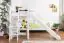 Bunk bed / Children's bed Pauli with shelf and slide, solid beech wood, white painted, incl. slatted frame - 90 x 200 cm 