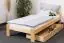 Single bed / Guest bed A8, solid pine wood, clearly varnished, incl. slatted frame - 90 x 200 cm 