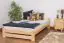 Futon bed/solid pine wood bed natural A9, including slats - Dimensions 120 x 200 cm 