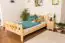 Single bed solid, natural pine wood A22, includes slatted frame - Dimensions 140 x 200 cm