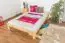 Single bed / Guest bed A8, solid pine wood, clearly varnised, incl. slatted frame - 140 x 200 cm