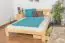 Single bed solid, natural pine wood A21, includes slatted frame - Dimensions 140 x 200 cm