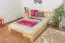 Single bed solid, natural pine wood A21, includes slatted frame - Dimensions 140 x 200 cm