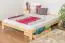 Double bed/guest bed pine wood natural A8, including slatted grate - Dimensions: 160 x 200 cm