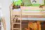 Children's bed / High sleeper Tom solid, natural beech wood, includes slatted frame, slide and tower - Color: clear coated