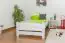 Children's bed / Youth bed solid pine wood, in a white paint finish 84, includes slatted frame- Dimensions 90 x 200 cm