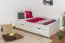 Single bed / Storage bed solid pine wood, in a white paint finish 93, includes slatted frame - Dimensions: 90 x 200 cm