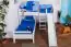  L-Shaped Bunk bed Moritz, solid beech wood, with shelf and slide, white finish, incl. slatted frames - 90 x 200 cm