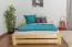 Single bed A9, solid pine wood, clearly varnished, incl. slatted frame - 140 x 200 cm