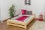 Single bed A9, solid pine wood, clearly varnished, incl. slatted frame - 140 x 200 cm