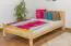 Single bed solid, natural pine wood A23, includes slatted frame - Dimensions 140 x 200 cm