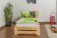 Single bed / Day bed solid, natural pine wood A24, includes slatted frame - Dimensions 90 x 200 cm