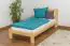 Single bed / Guest bed A21, solid pine wood, clearly varnished, incl. slatted frame - 90 x 200 cm