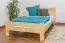 Single bed / Day bed solid, natural pine wood A23, includes slatted frame - Dimensions 120 x 200 cm