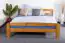Double bed/guest bed solid pine wood oak color A6, including slatted grate - Dimensions 160 x 200 cm