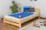 Single bed / Guest bed A7, solid pine wood, clearly varnished, incl. slatted frame - 120 x 200 cm